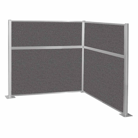 Versare Pre-Configured Hush Panel Cubicle (L Shape) 6' x 6' L-Build Charcoal Gray Fabric 1869907